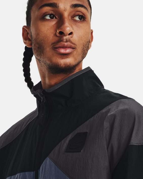 Men's Curry Full-Zip Woven Jacket, Black, pdpMainDesktop image number 3